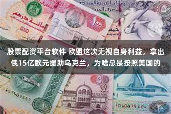 股票配资平台软件 欧盟这次无视自身利益，拿出俄15亿欧元援助乌克兰，为啥总是按照美国的