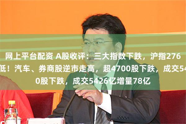 网上平台配资 A股收评：三大指数下跌，沪指2765点续创调整新低！汽车、券商股逆市走高，超4700股下跌，成交5426亿增量78亿