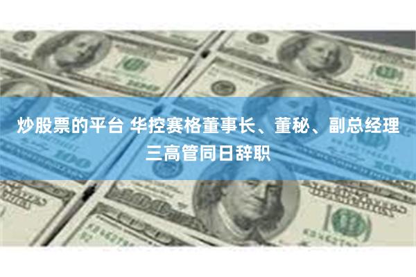 炒股票的平台 华控赛格董事长、董秘、副总经理三高管同日辞职