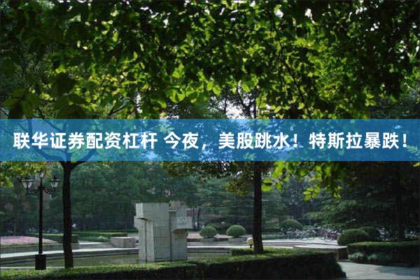 联华证券配资杠杆 今夜，美股跳水！特斯拉暴跌！